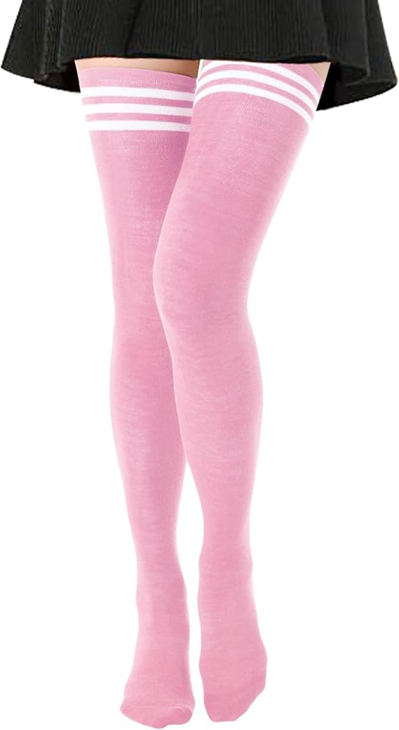 Extra Long High Thigh Socks Striped Over Knee Thin Tights Long Stocking