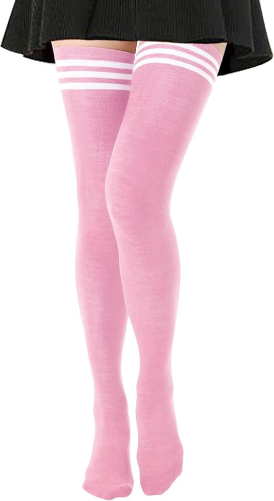Extra Long High Thigh Socks Striped Over Knee Thin Tights Long Stocking