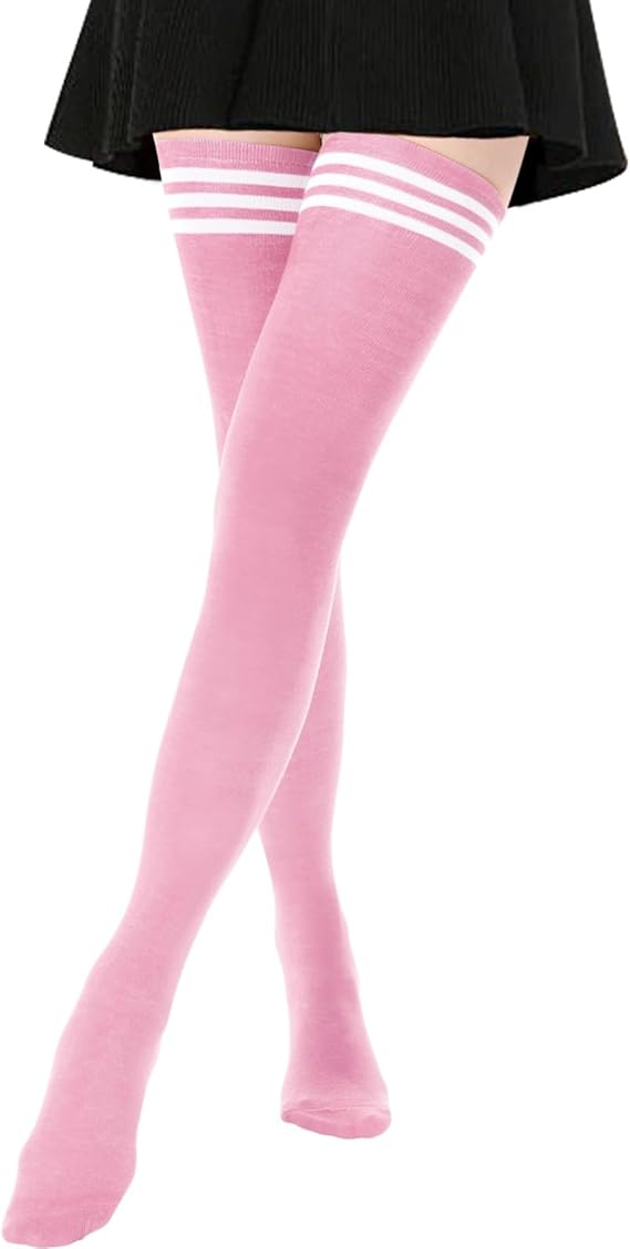 Extra Long High Thigh Socks Striped Over Knee Thin Tights Long Stocking