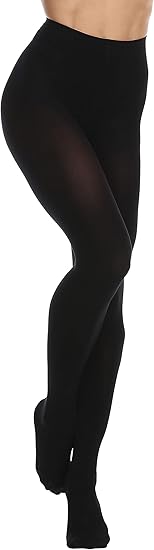 Classic High-Waisted Black Tights｜Women’s Opaque Slimming Pantyhose｜Stretchy One-Size Stockings