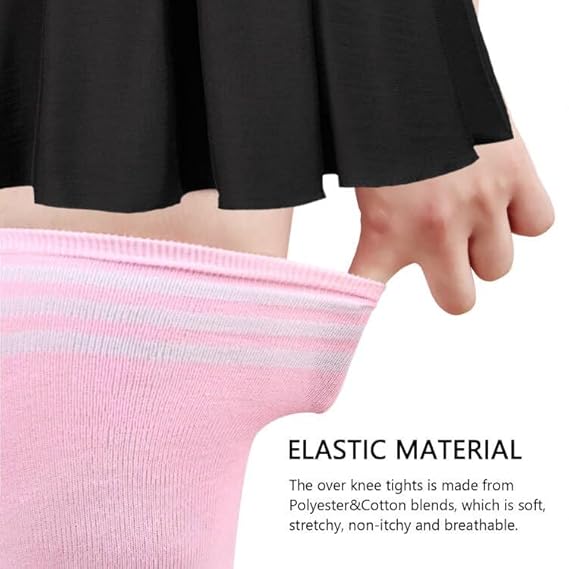 Extra Long High Thigh Socks Striped Over Knee Thin Tights Long Stocking