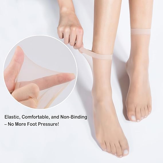 12 Pairs Womens Sheer Ankle Socks Nude Stocking Summer Ultra Thin Cool See Through Silk Socks for Women