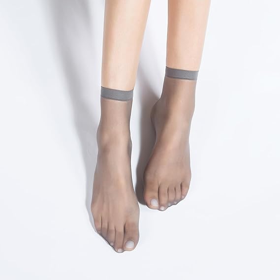 12 Pairs Womens Sheer Ankle Socks Nude Stocking Summer Ultra Thin Cool See Through Silk Socks for Women
