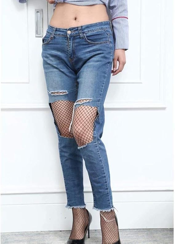 Sexy High-Waisted Fishnet Tights｜Women’s Large Mesh Pantyhose｜One-Size Black Sheer Stockings