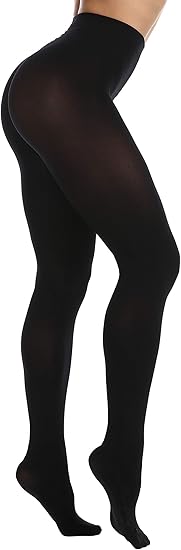 Classic High-Waisted Black Tights｜Women’s Opaque Slimming Pantyhose｜Stretchy One-Size Stockings